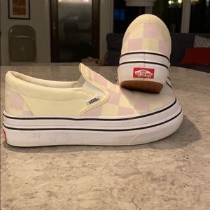 Platform Pink and Creme Checkered Vans